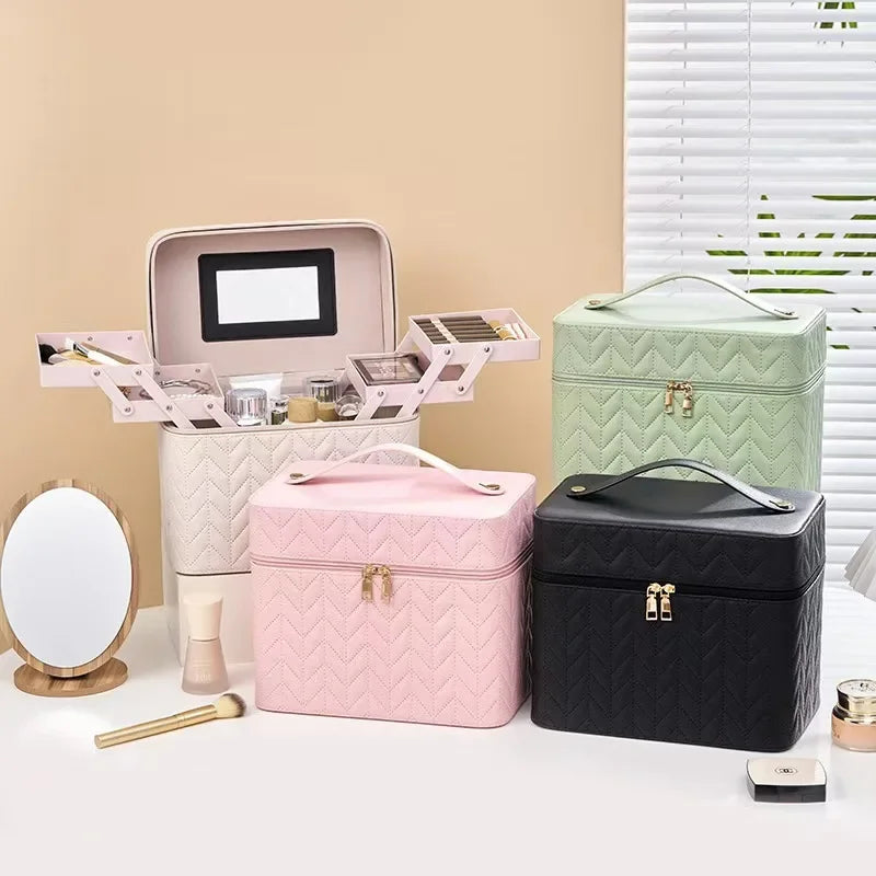 Large Capacity Makeup Bag with Mirror