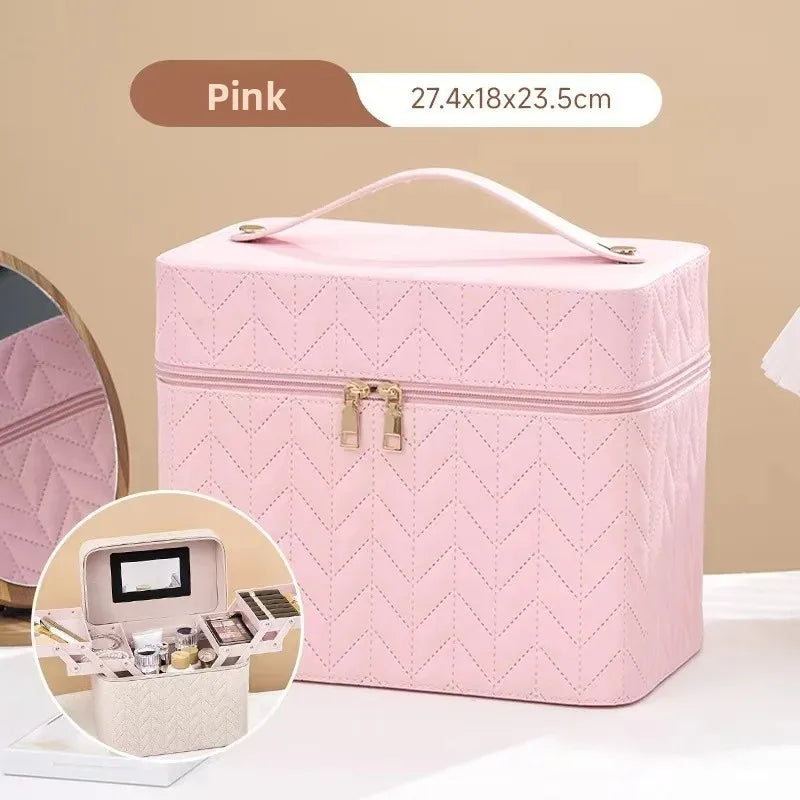 Large Capacity Makeup Bag with Mirror